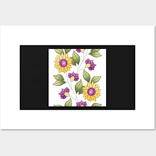 Spring Pattern with Floral Motifs Posters and Art